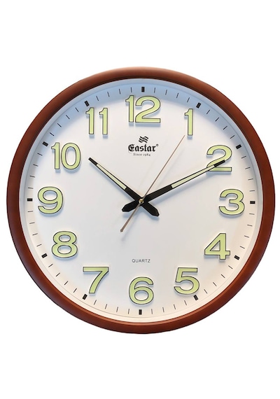 Eastar A3618 Jel Fosforlu Duvar Saati 38 Cm Kahverengi