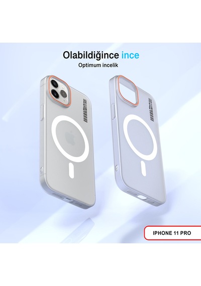 Apple iPhone 11 Pro Magsafe Uyumlu Mat Sert Klein Kılıf Beyaz