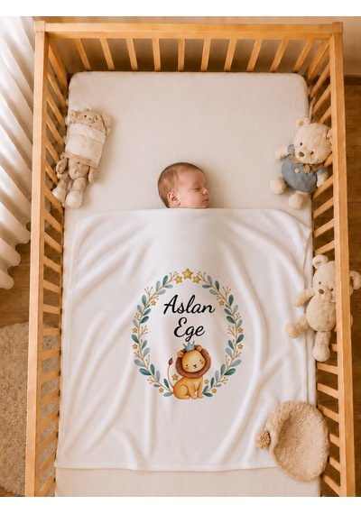 Pia Baby İsme Özel Erkek Bebek 4 Parça Tulum Seti %100 Pamuk Organik Baskılı Battaniyeli 2015bt0x Krem