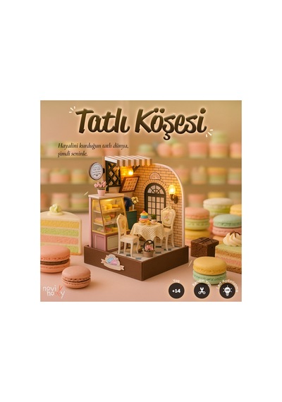 Led Işıklandırmalı Maket Ev 3d Puzzle Ahşap Minyatür Maket Kiti Dıy Kendin Yap