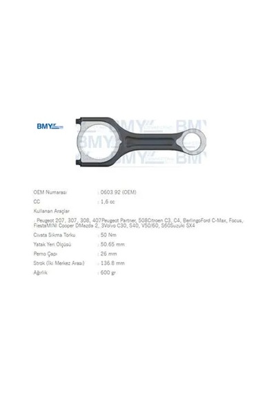 Piston Kolu 207-307-308-407-c-max-fiesta 1.6hdi