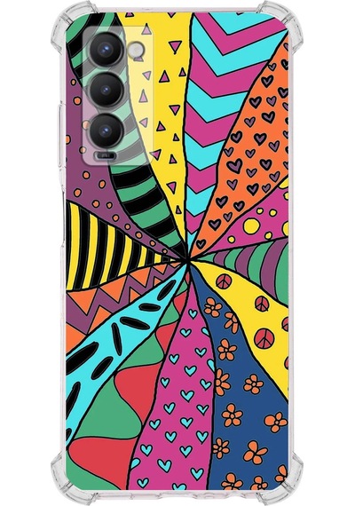 Tecno Camon 18 Uyumlu Retro Color 4 Baskılı Şeffaf Köşe Korumalı Antişok Kılıf