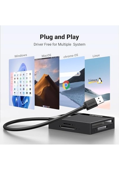 Usb 3.0 4&apos Ü 1 Arada Kart Okuyucu, Siyah