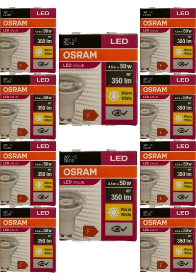 Osram 4.5w 50w 3000k Sarı Işık Gu10 Duylu Par16 Led Spot 10 Adet