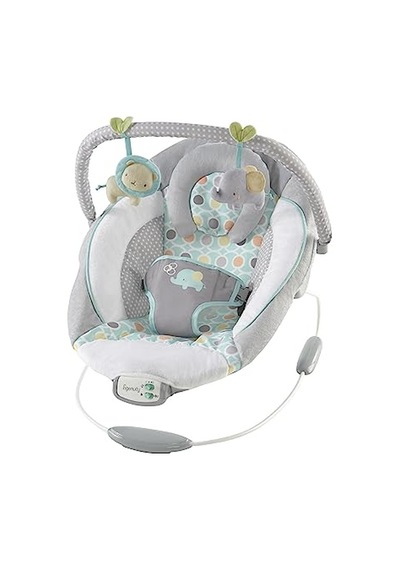 Ingenuity Rahatlatıcı Ana Kucağı Bebek Koltuğu, Sesler Ve Titreşimler, 0-6 Ay, 9 Kg'a Kadar - Morrison, Fil/aslan Oyuncaklı Gri/mavi
