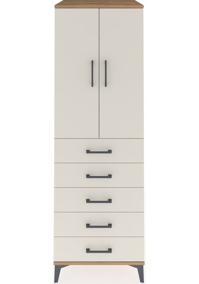 Kronos Dolap Tek Raflı 5 Çekmeceli Tek Askılı 60x59x182 Çam-aytaşı Atlas Çam