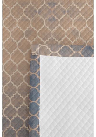 Bej Geometrik Modern Tek Kişilik Pike Takımı - Gri Kapitone Mevsimlik Yatak Örtüsü 160x220 Cm Mor