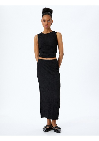 Koton Slim Fit Dokulu Drape Detaylı Yüksek Bel Kalem Etek Siyah 5sak10002uk Siyah Koton Slim Fit Dokulu Drape Detaylı Yüksek Bel Kalem Etek Siyah 5sak10002uk Siyah