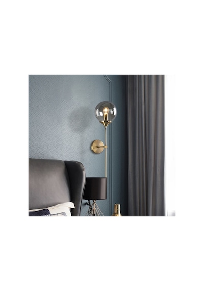 Modern Tasarım Pilli Aplik 1 Adet Tak Çalıştır Duvar Camlı Aplik Eskitme Gold Bal Camlı Eskitme