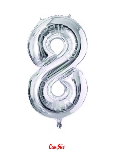 Rakam Folyo Balon Gümüş 102cm 40inç 8