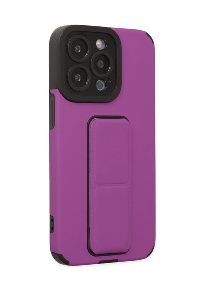Apple Uyumlu iPhone 13 Pro Max Kılıf Mega Standlı Silikon Mor/