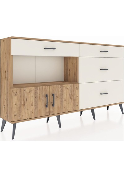 Arges Konsol Tek Raflı 4 Çekmeceli 2 Kapaklı 176x30x99 Çam-çam/ay Çam-çam/aytaşı Arges Konsol Tek Raflı 4 Çekmeceli 2 Kapaklı 176x30x99 Çam-çam/ay Çam-çam/aytaşı