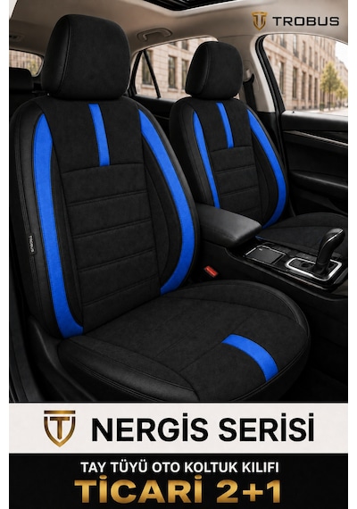 Renault Clio 5 2020 Ve Sonrası Uyumlu Nergis Serisi Mavi Oto Koltuk Kılıfı