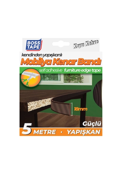 Mobilya Kenar Bandı Kendinden Yapışkanlı 18 Mm 5 Metre Açık Kahve
