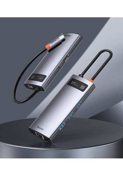 Baseus Metal Gleam Series 6İn1 Type C Hub Usb Hdmı Rj45 Adaptör Ç