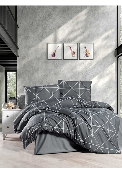 Mulberry Pandora Lastikli Çarşaflı Nevresim Takımı Çift Kişilik 200 x 220 Gri