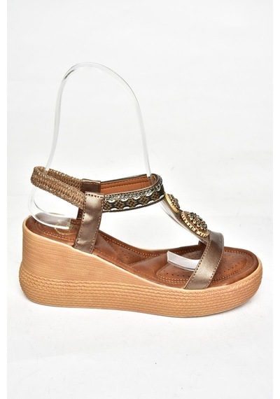 Fox Shoess258136009 Bakır Dolgu Tabanlı Kadın Sandalet Bakır