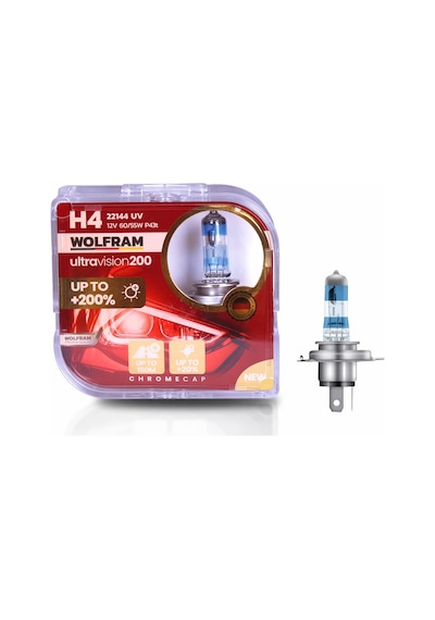 H4 Ampul Ultra Vision +%200 Fazla +%20 Beyaz Işık 12v 60/55w - Wolfram 22144 Uv