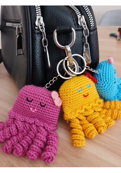 Örgü Amigurumi Ahtapot Anahtarlık
