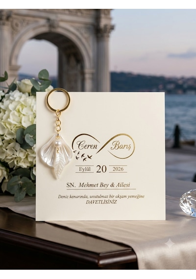 Elizimsanat Filografi Yeşil Kalp Figürlü Düğün,nikah,kına,söz Davetiye Süsü Anahtarlık
