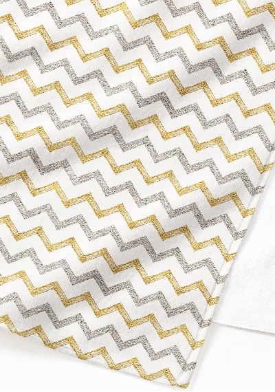 Zikzak Desenli Modern Plaj Havlusu - Geometrik Bohem Beyaz Altın Gri Hızlı Kuruyan Mikrofiber Havlu Eski Dalgası