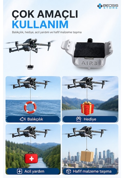 Djı Air 3 / Air 3s Yük Bırakma Aparatı Henwafx Işık Sensörlü Airdrop Modülü