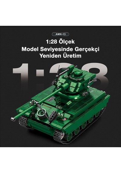 Reobrix 77033 World Of Tanks Fransız Hafif Tankı Amx-13 Yaratıcı Yapı Blok Seti Building Blocks - 1037 Parça