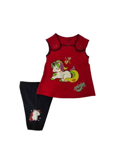 Cebeciticaret Kız Bebek Ikili Takım Şortlu Kırmızı (498851359)