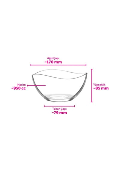 Lav Vira Cam Salata Kasesi 2'li Büyük Boy 950 ml (Hazırlık Kasesi , Sunum Kasesi )