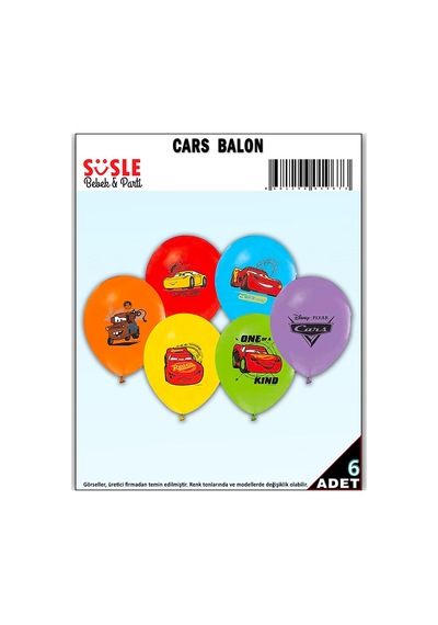 Cars Balon. 30 CM - 6 Adet