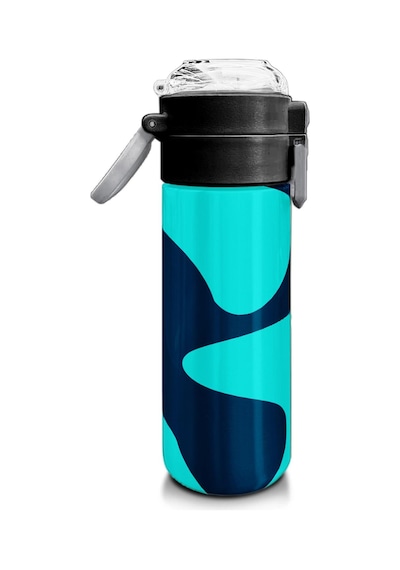 Coral High Kids Lacivert Turkuaz Desenli Pipetli Ve Direkt İçim Çelik Termos 500 Ml 31886 Turkuaz