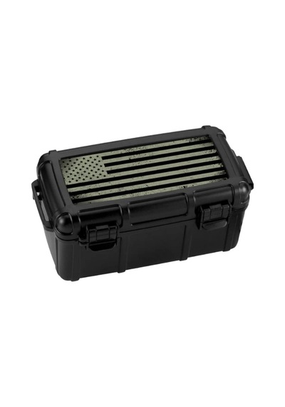 Cigar Caddy 15 Siyah Bayraklı Travel Humidor Puro Kutusu