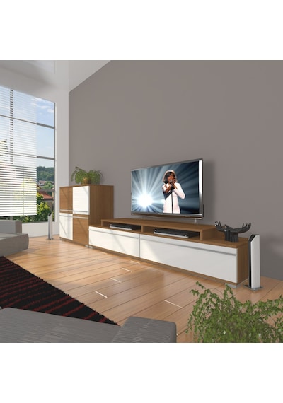 Decoraktiv Ekoflex On Mdf Tv Ünitesi Tv Sehpası Ceviz - Beyaz