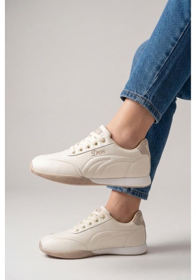 Papuçcity Dvmd 03440 Kadın Sneakers Spor Ayakkabı Krem