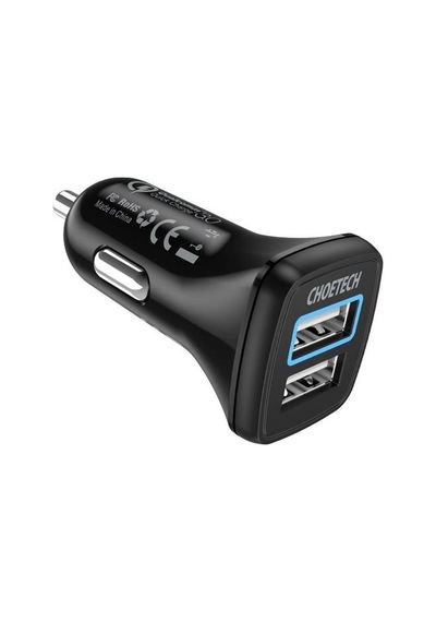 Choetech 36w Çift Usb Çıkışlı Quickcharge 3.0 Araç Şarj Cihazı - C0051-v5 - Siyah