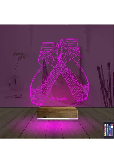 Luvivia Balerin Bale Ayakkabısı Kişiye Özel 3d Lamba - Masa Gece Lambası Şeffaf