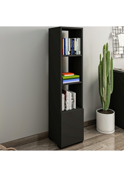 Kuzey 4 Raflı, Kapaklı Minimal Kitaplık, Antrasit Diğer