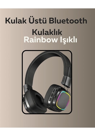 Bluetooth 5.3 Rainbow Işıklı Kulak Üstü Kablosuz Kulaklık 1
