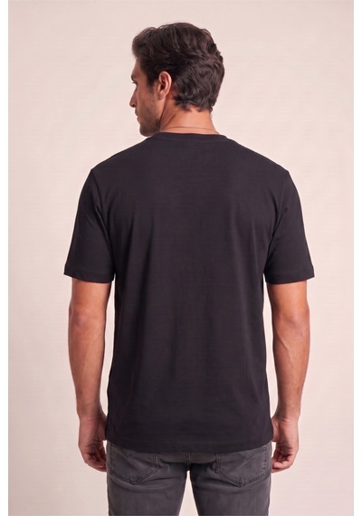 Jsco O Yaka Fırçalı 2 İplik T-shirt Siyah