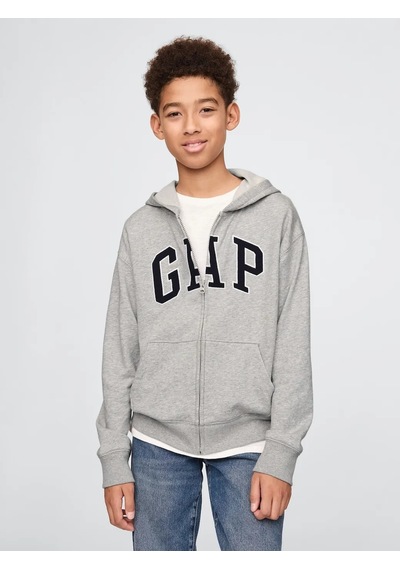 Gap Gri Erkek Çocuk Logo Relaxed Fermuarlı Sweatshirt