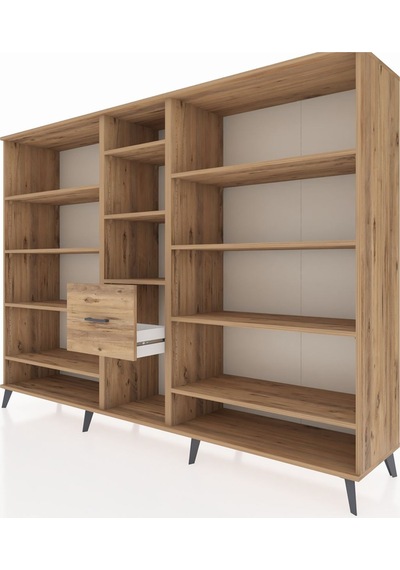 Hyperion Dolap 11 Raflı 3 Çekmeceli 220x44x163 Çam-çam Çam-çam