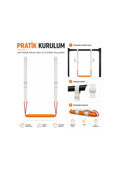 Barfiks Çekme Destek Aparatı Ayarlanabilir Askılı Ayak Pedalı Pull Up Assistant Beyaz