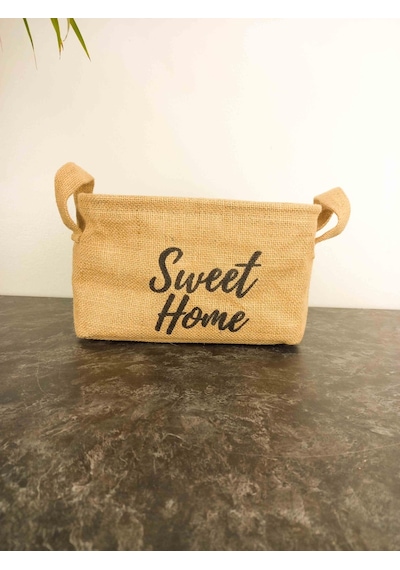 Bitki Tasarımı Sweet Home Jüt Hasır Ev Düzenleyici Mutfak Banyo Salon Sepeti Katlanır Sıvı Korumalı Küçük