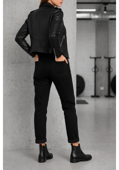 Woddi Kadın Jeans Siyah Mom Jean Yüksek Bel Denim Kot Pantolon