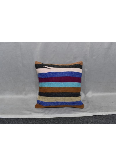Zehra Abla Halı Yeni El Dokuma Dekoratif Kilim Kırlent Yastık Kılıfı 6450 Çok Renkli