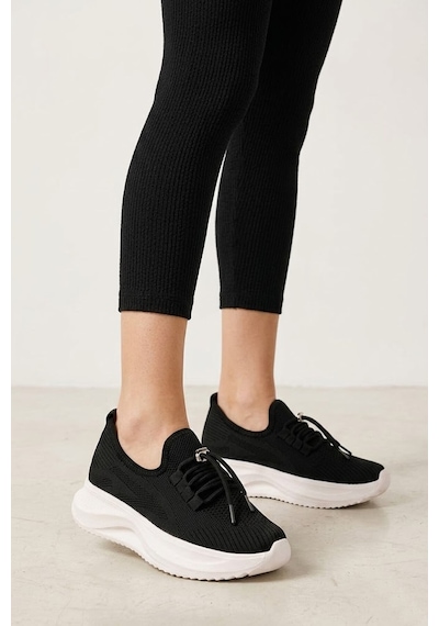 Elit Erd2611 Kadın Klasik Sneaker Siyah - Beyaz