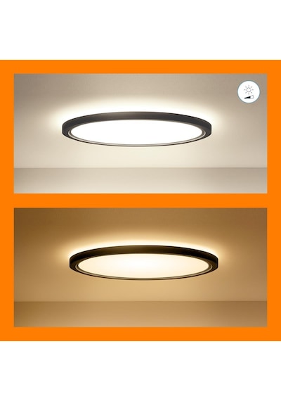 Wiz Superslim 22w Siyah Sıva Üstü Rgb Akıllı Led Yuvarlak Panel Tavan Armatürü 42 Cm Çapında 2600 Lumen Renkli
