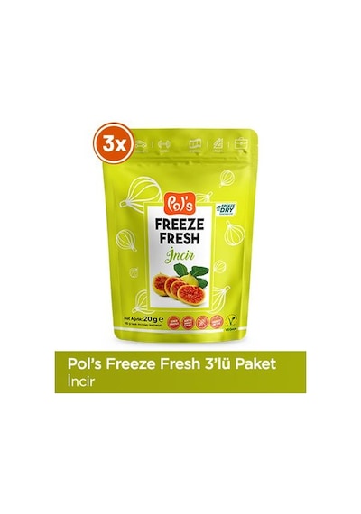 Pol's Freeze Fresh İncir 3 Adet X 20 G Dondurularak Kurutulmuş Meyve 20 G