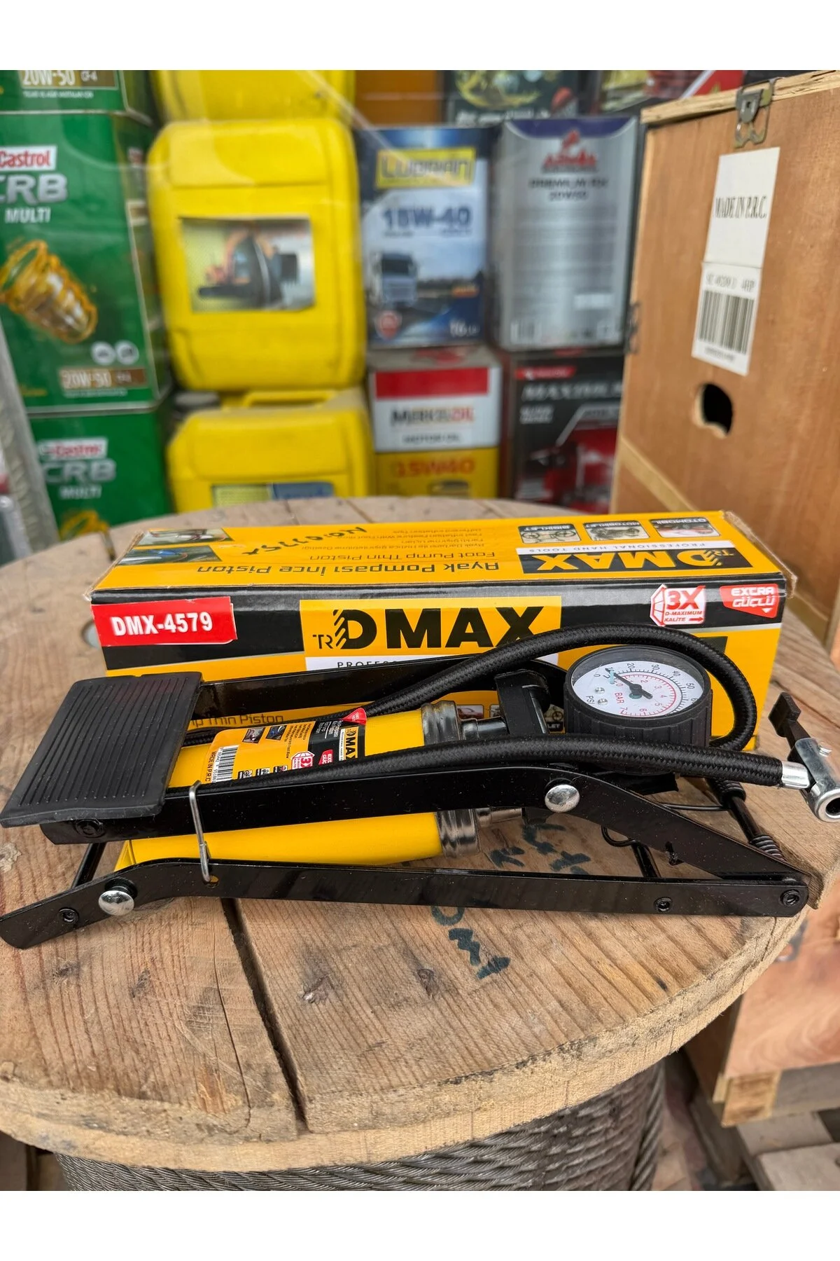 Dmax Dmx-4579 Kalın Pistonlu Manometreli Oto Motosiklet Bisiklet Lastik Şişirme Pompası
