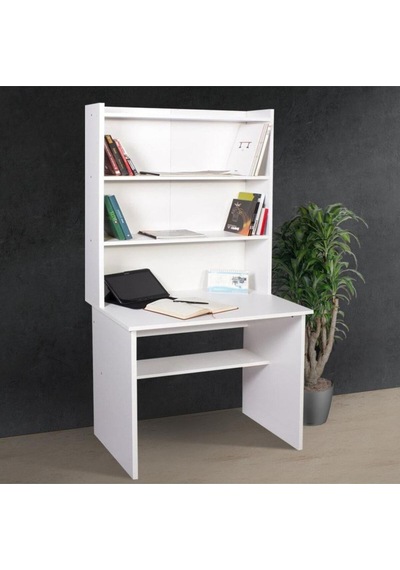 My Design Kitaplıklı Çalışma Odası Masası Beyaz